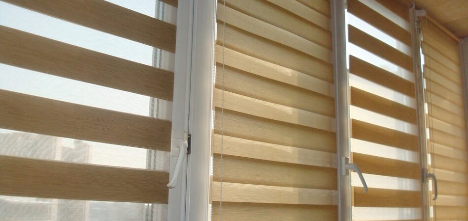 Double,roller,blinds,closeup,on,the,window,in,the,interior.