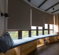 Motorized,roller,shades,in,the,interior.,automatic,roller,blinds,beige